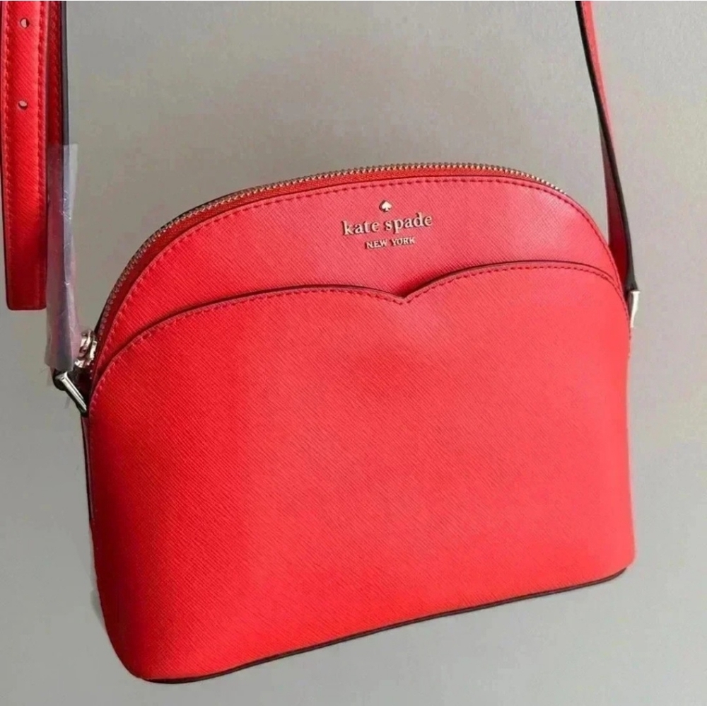 KATE SPADE Payton Dome Medium Crossbody Shoulder Bag In Gazpacho Red NWOTS - Picture 2 of 9